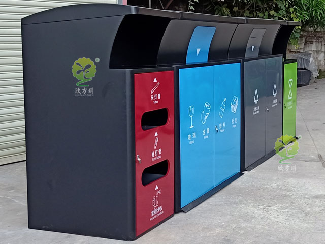 深圳新標(biāo)準(zhǔn)玻金塑紙廚余其他分類(lèi)垃圾桶金屬外罩