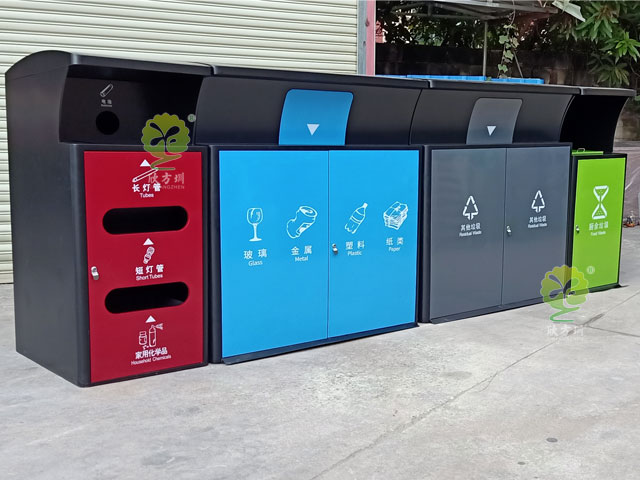 深圳新標(biāo)準(zhǔn)玻金塑紙廚余其他分類(lèi)垃圾桶金屬外罩
